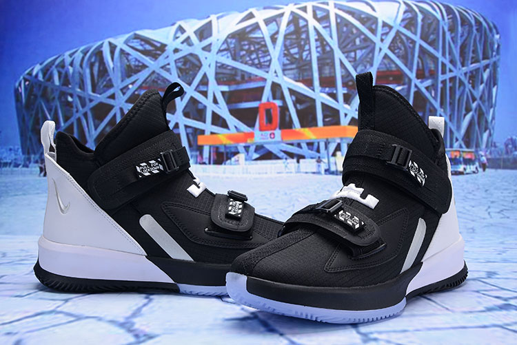 2019 Men Nike LeBron James Soldier 13 Black White Shoes